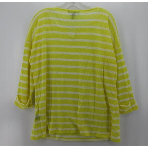 Lauren Ralph Lauren Sweater XL Yellow Linen Pullover Striped NEW - Picture 6 of 10